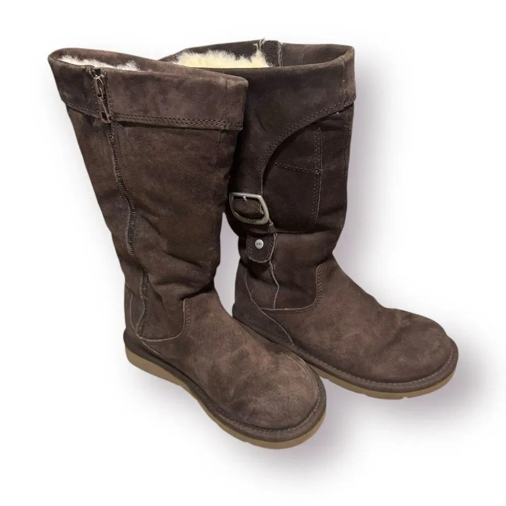 UGG Women’s Boots Cargo III Leather Suede Sheepskin Pockets‎ on Boots Sz 6 Brown